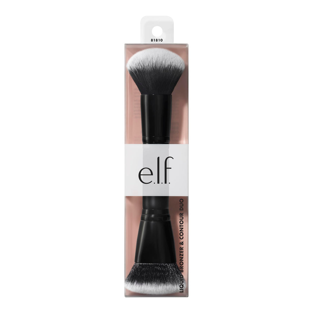 e.l.f. Liquid Bronzer & Contour Duo Brush | Silky Highly Pigmented Formula with Dual-ended Makeup Brush, Synthetic Bristles, 100% Vegan and Cruelty-Free