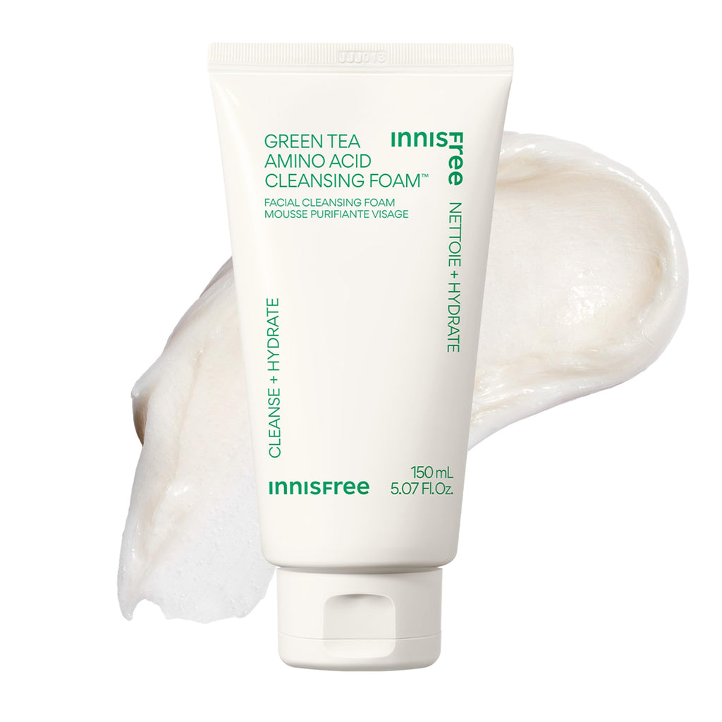 innisfree Green Tea Amino Acid Cleansing Foam, Sulfate-Free Hydrating Korean Face Wash, Gentle Lather, pH-Balanced Skincare