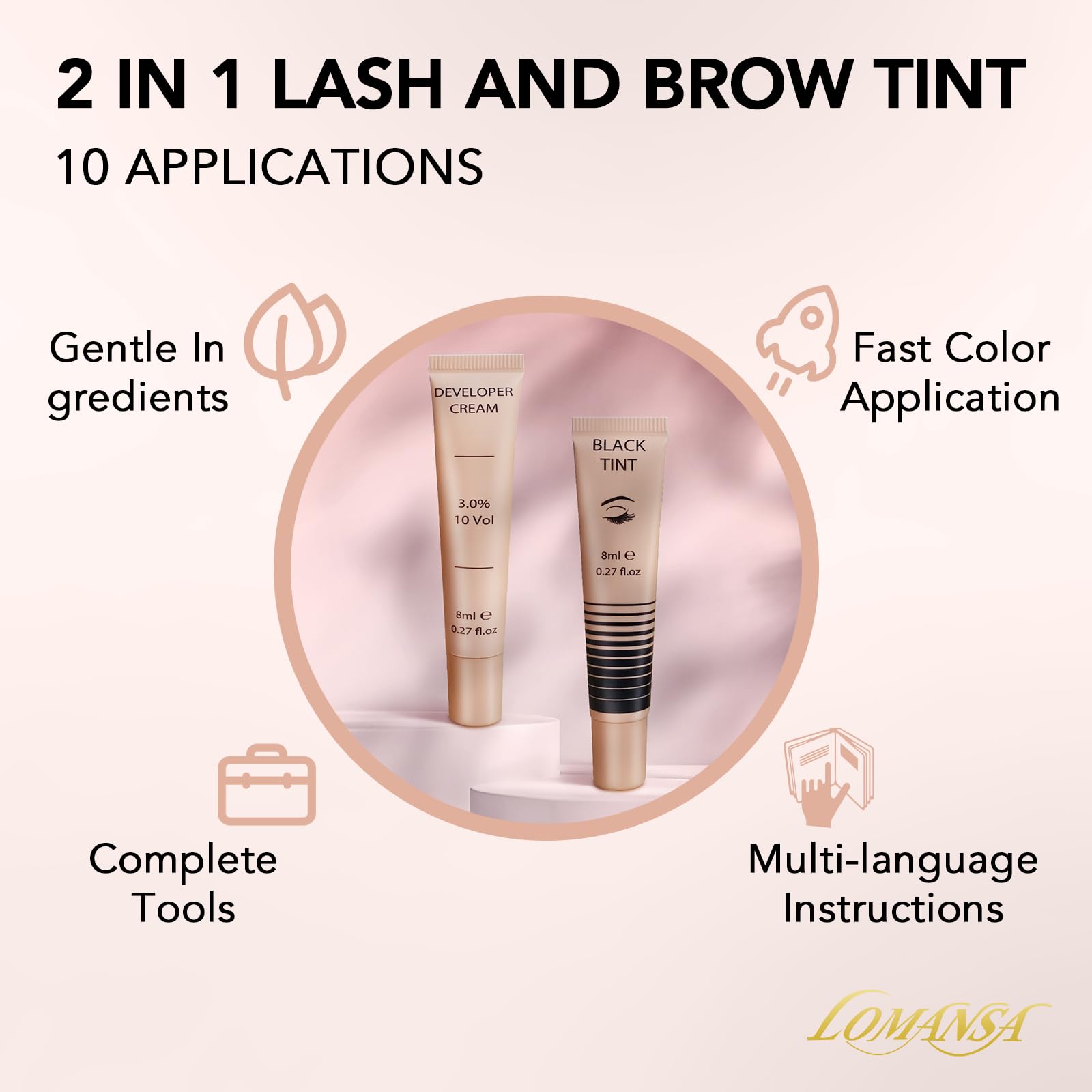 Lash Color Kit, Black Eyelash Color Kit with Natural Results, 8 ml | Temporary Color for Eyebrows Lashes Easy Use for Salon and Home