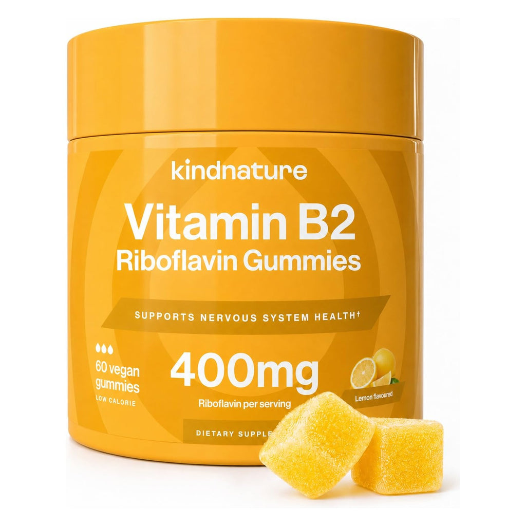kindnature Vitamin B2 Gummies - Riboflavin 400mg Supplement for Kids & Adults - Non-GMO, Soy & Gluten-Free, Vegan Chewable Gummies (30 Day Supply)