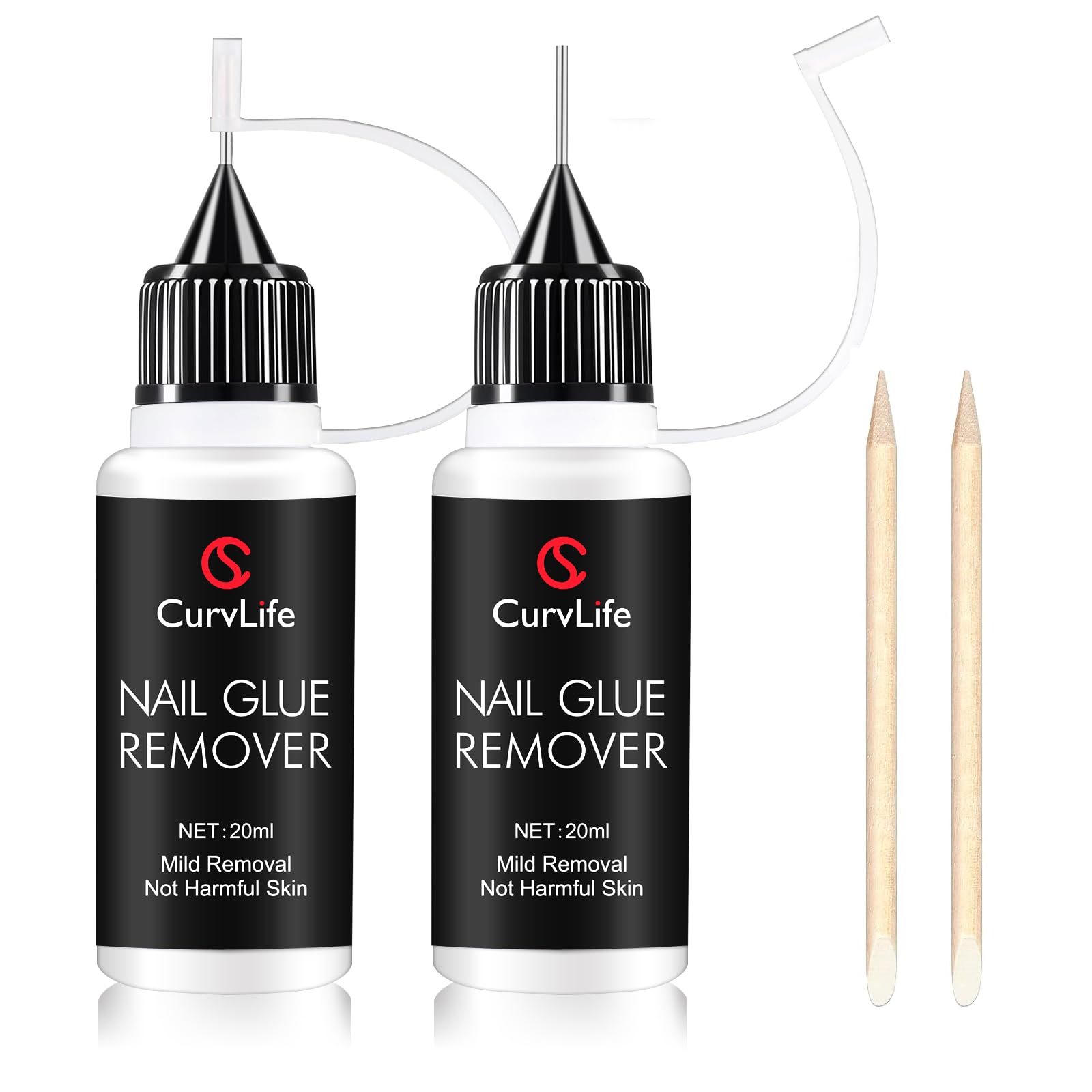 Curvlife 10g Semi-Solid Glue and 20ml Pinpoint Nail Glue Remover Kit | No UV Lamp Needed, Air-Dry Nail Glue Gel for Press on Nails, with Gentle Non-Acetone Remover, Long-Lasting Hold