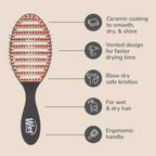 Wet Brush Ceramic Speed Dry Detangler, Black, Vented Blow-Dry Hair Brush | Soft HeatFlex Bristles, Up to 45% Faster Drying with Less Breakage, Smooth Shine & Easy Styling for All Hair Types