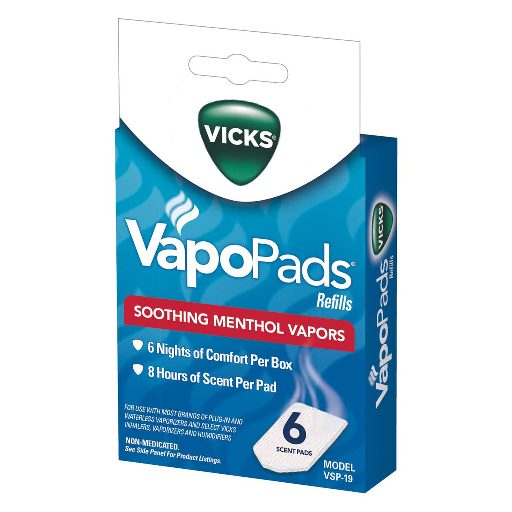 Buy now Vicks VapoPadsâ€“ Soothing Menthol Vapor Pads for Vicks Humidifiers, Vaporizers, Waterless Vaporizers, and Plug-Ins, VSP-19, 6 Count (Pack of 1) at indiglob india