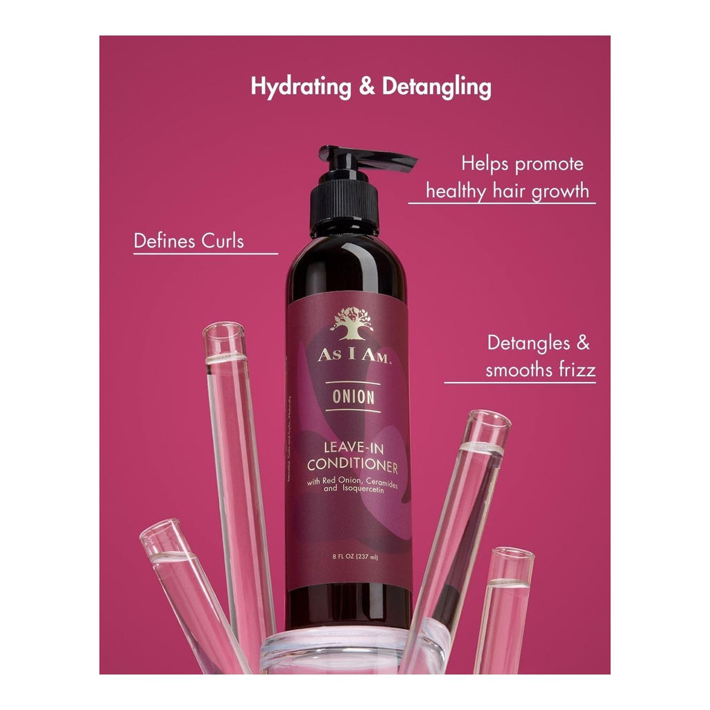 As I Am Onion Leave in Conditioner - 8 oz - with Red Onion, Ceramides & Isoquercetin - Helps Support Healthy Hair Growth