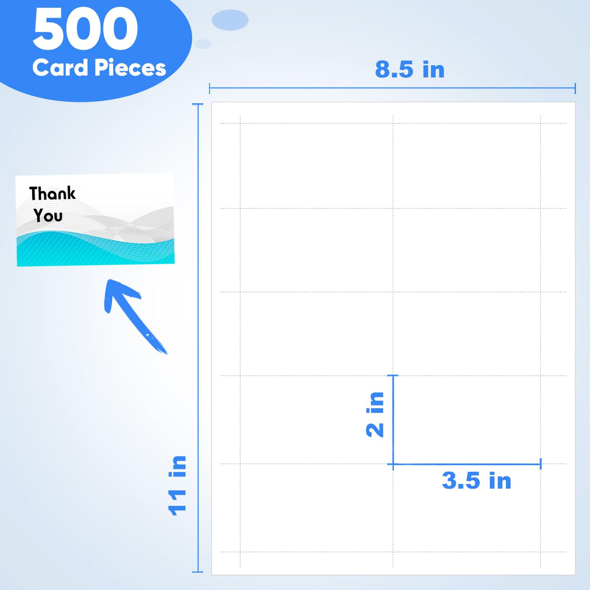 Thick Business Cards 500 Printable Business Card, 3.5" x 2" Business Card Paper Compatible with Laser & Inkjet Printer, Double-sided Printing, Heavyweight, Matte White Paper, (10 Cards/Sheet)
