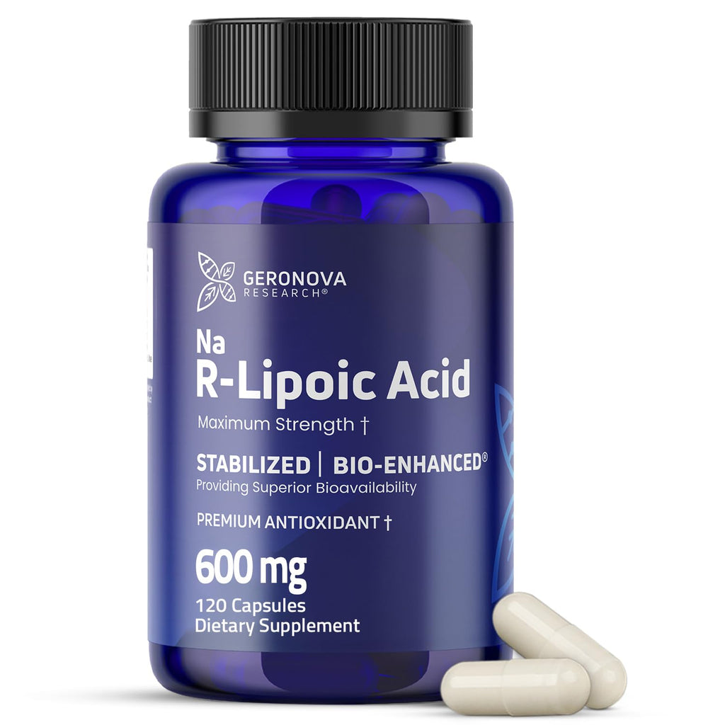 Geronova Research® Bio-Enhanced® R-Lipoic Acid - 600 mg, 120 Capsules