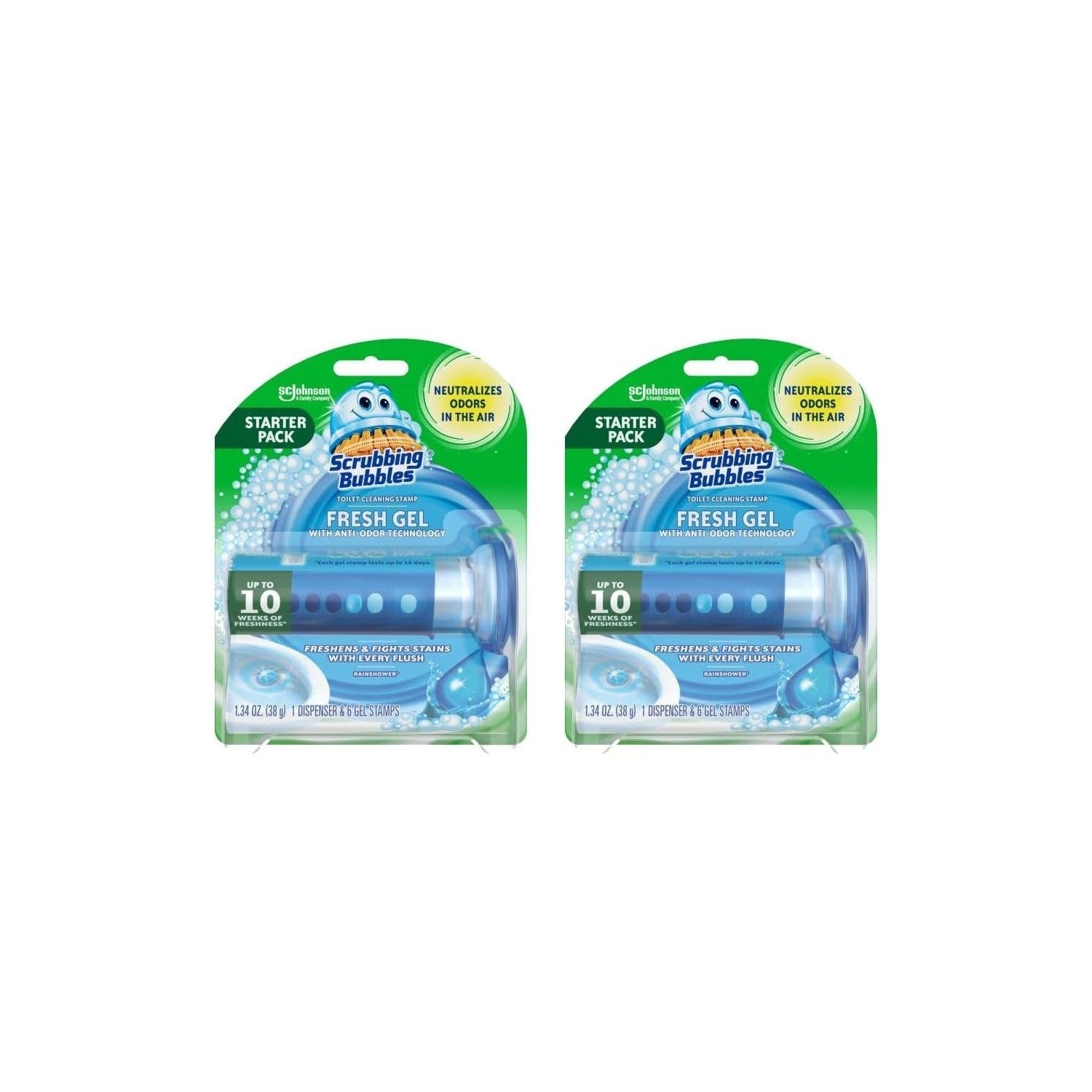 Buy now Scrubbing Bubbles Fresh Gel Toilet Bowl Cleaning Stamps, Helps Keep Toilet Clean and Helps Prevent Limescale & Rings, Rainshower Scent, 1 Dispenser with 6 Fresh Gel Stamps 1.34 Ounce (Pack of 2) at indiglob india