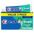 Buy now Crest + Scope Whitening Toothpaste - Pack of 3, 5.4 Oz Tubes - Anticavity Fluoride Toothpaste, Fresh Breath, Kills Germs - Tartar Protection, Enamel Protection - Minty Fresh Flavor Pack of 3 at indiglob india