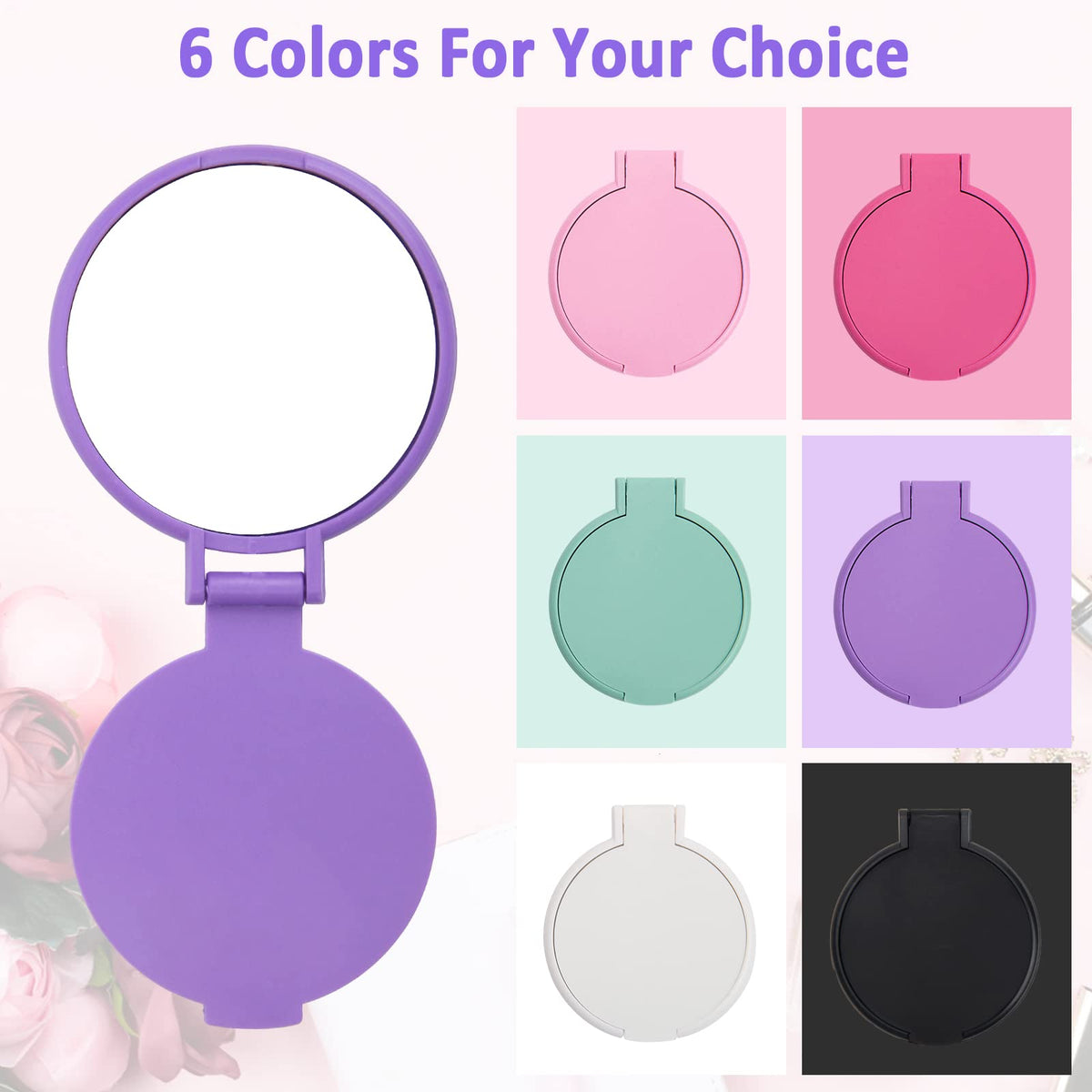 Windspeed 12P Mini Folding Mirror Round Compact Mini Handheld Makeup Mirror
