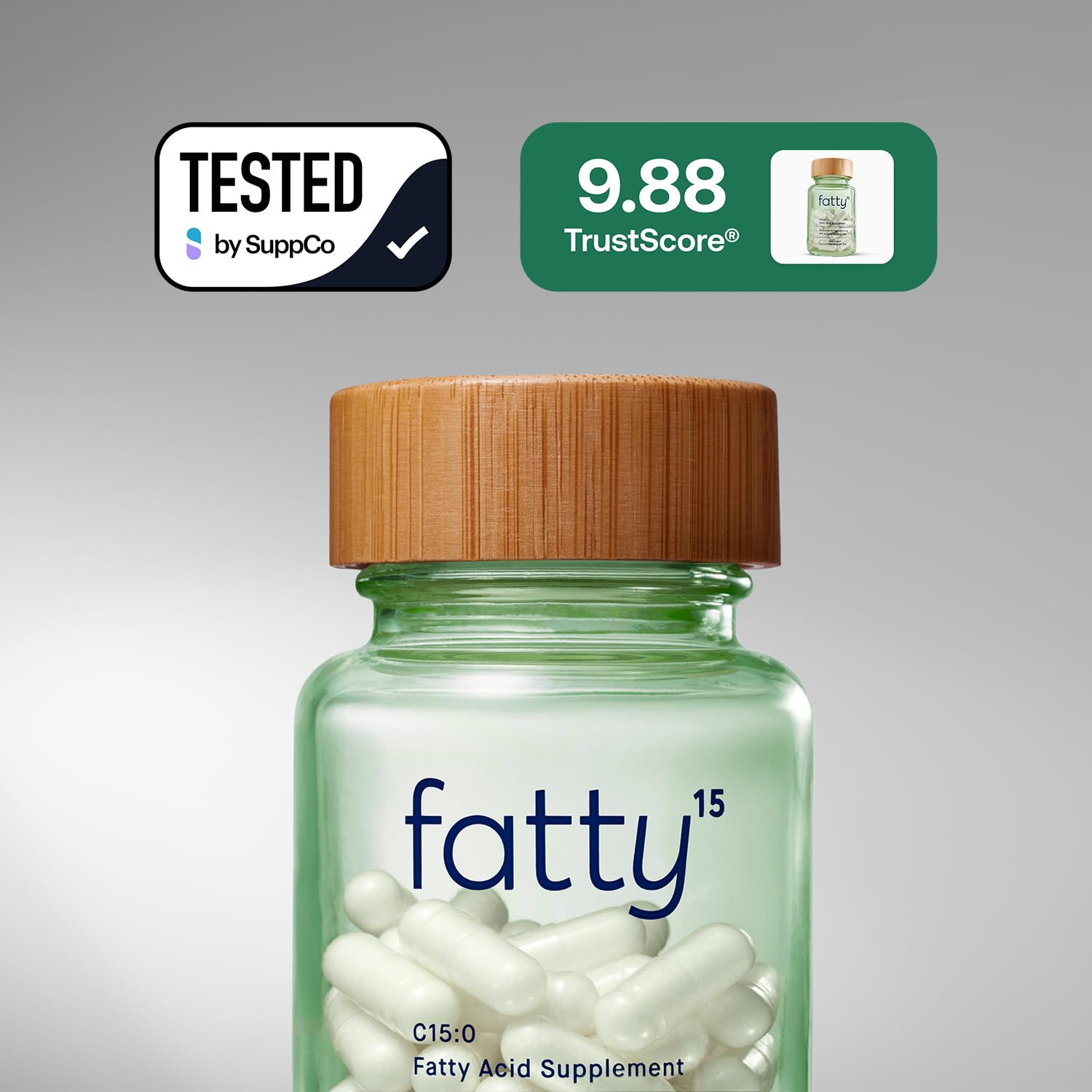 Fatty15 C15:0 Pentadecanoic Acid Healthy Aging Supplement - 3 Month Supply | 3x Cellular Benefits of Omega 3 Fish Oil - Longevity, Metabolic, Wellness & Liver Support - Gluten Free & Sugar Free
