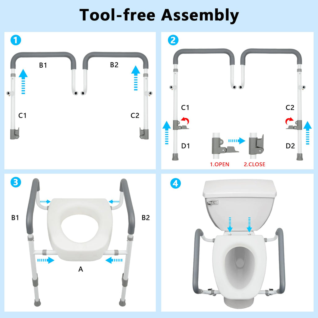 Toilet Seat Risers for Seniors with Handles, 3.5-inch Rise