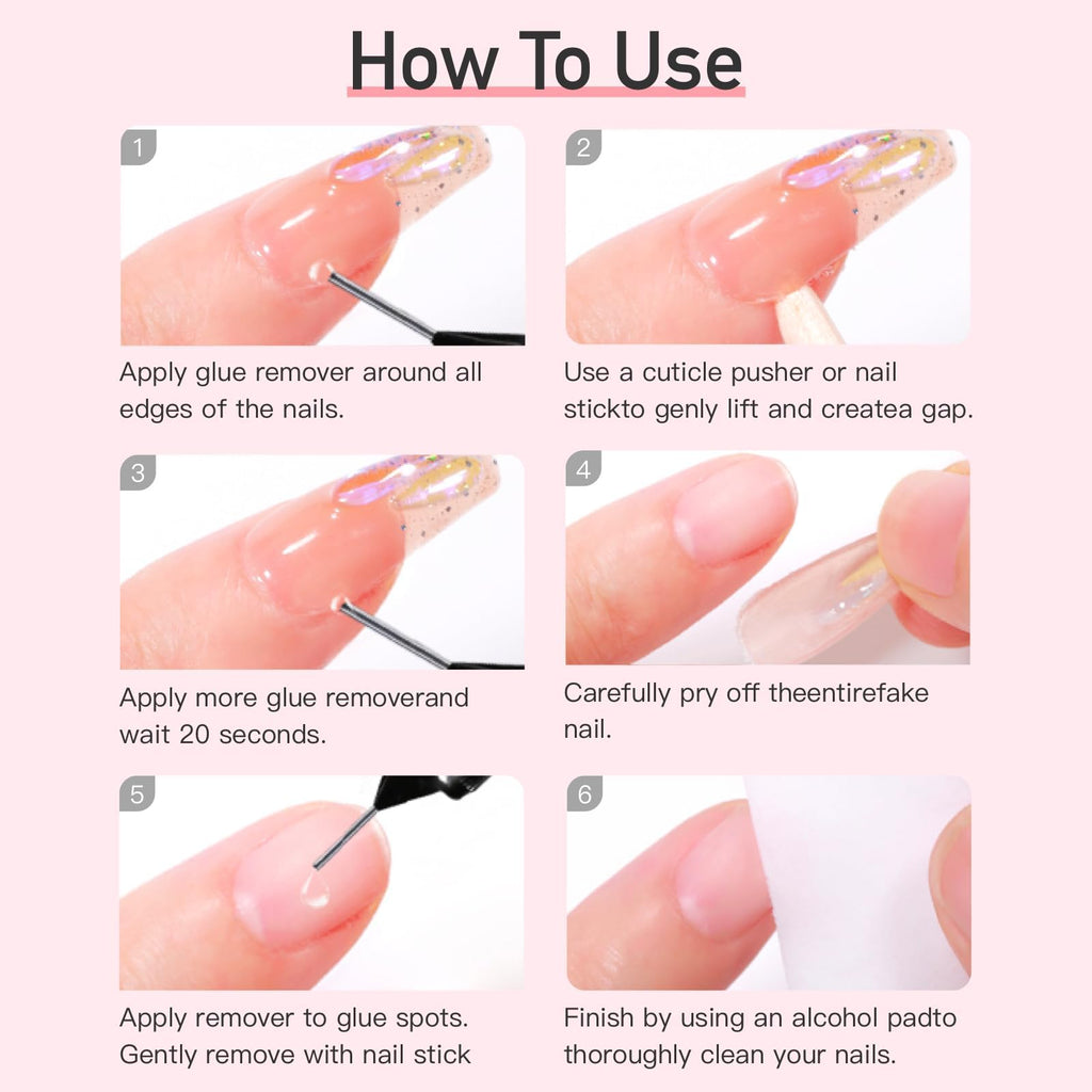 Curvlife 10g Semi-Solid Glue and 20ml Pinpoint Nail Glue Remover Kit | No UV Lamp Needed, Air-Dry Nail Glue Gel for Press on Nails, with Gentle Non-Acetone Remover, Long-Lasting Hold