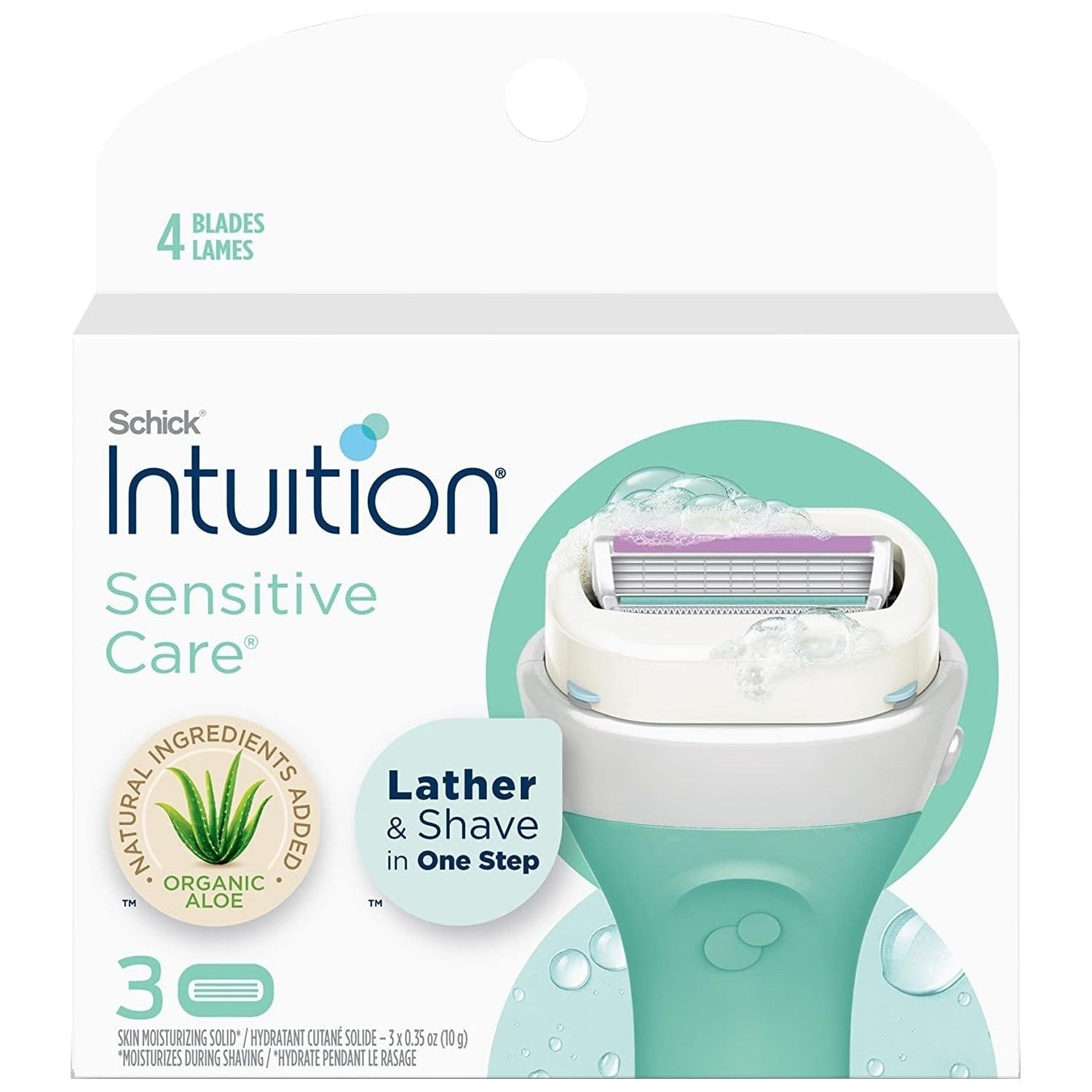 Schick Intuition Sensitive Skin Womens Razor Refills with Vitamin E & Aloe, 3 Count