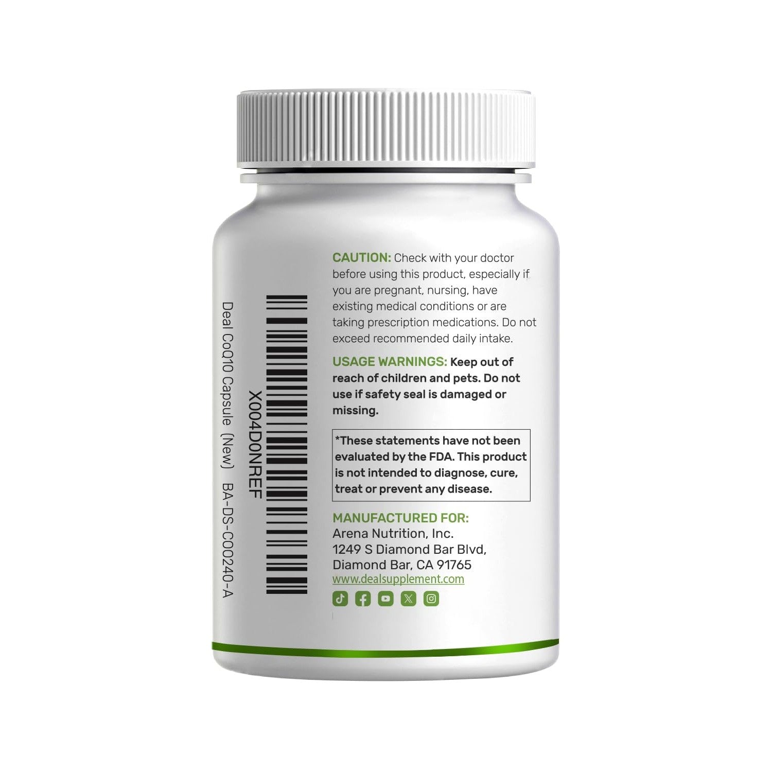 DEAL SUPPLEMENT CoQ10 100mg with Omega 3 100mg, 240 Capsules | Bioavailable Coenzyme Q10 Formula | Non-GMO