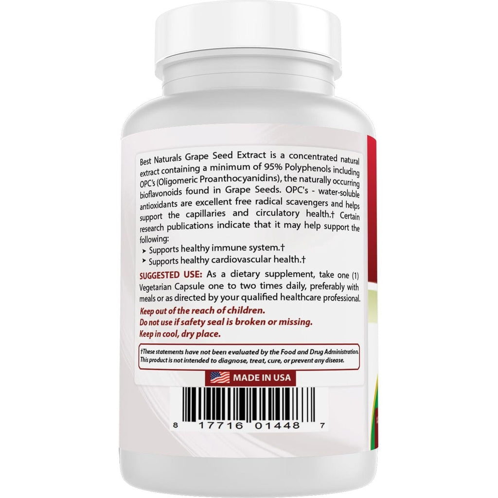 Buy now Best Naturals Grape Seed Extract 400 mg Veggie Capsule, 120 Count at indiglob india
