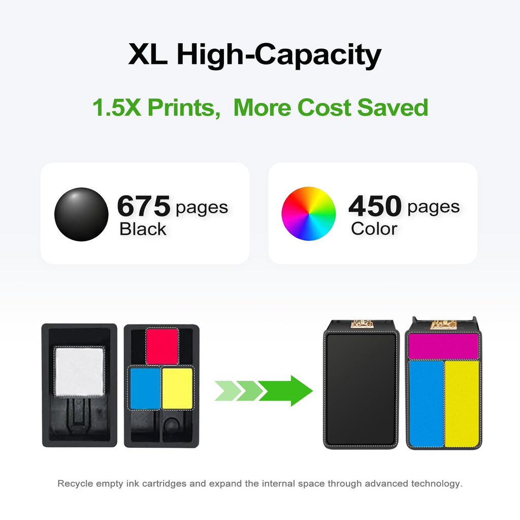 Ankink 63XL Ink Cartridges Replacement for HP 63 XL (Color/Tricolor 2-Pack)