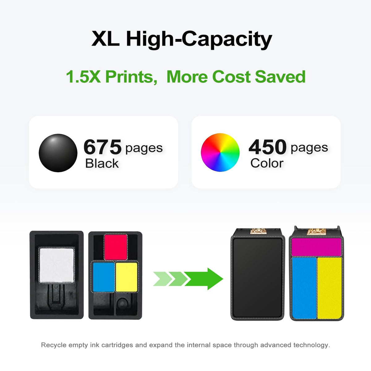 Ankink 63XL Black Ink Cartridges Replacement for HP 63 XL HP63XL (2-Pack)