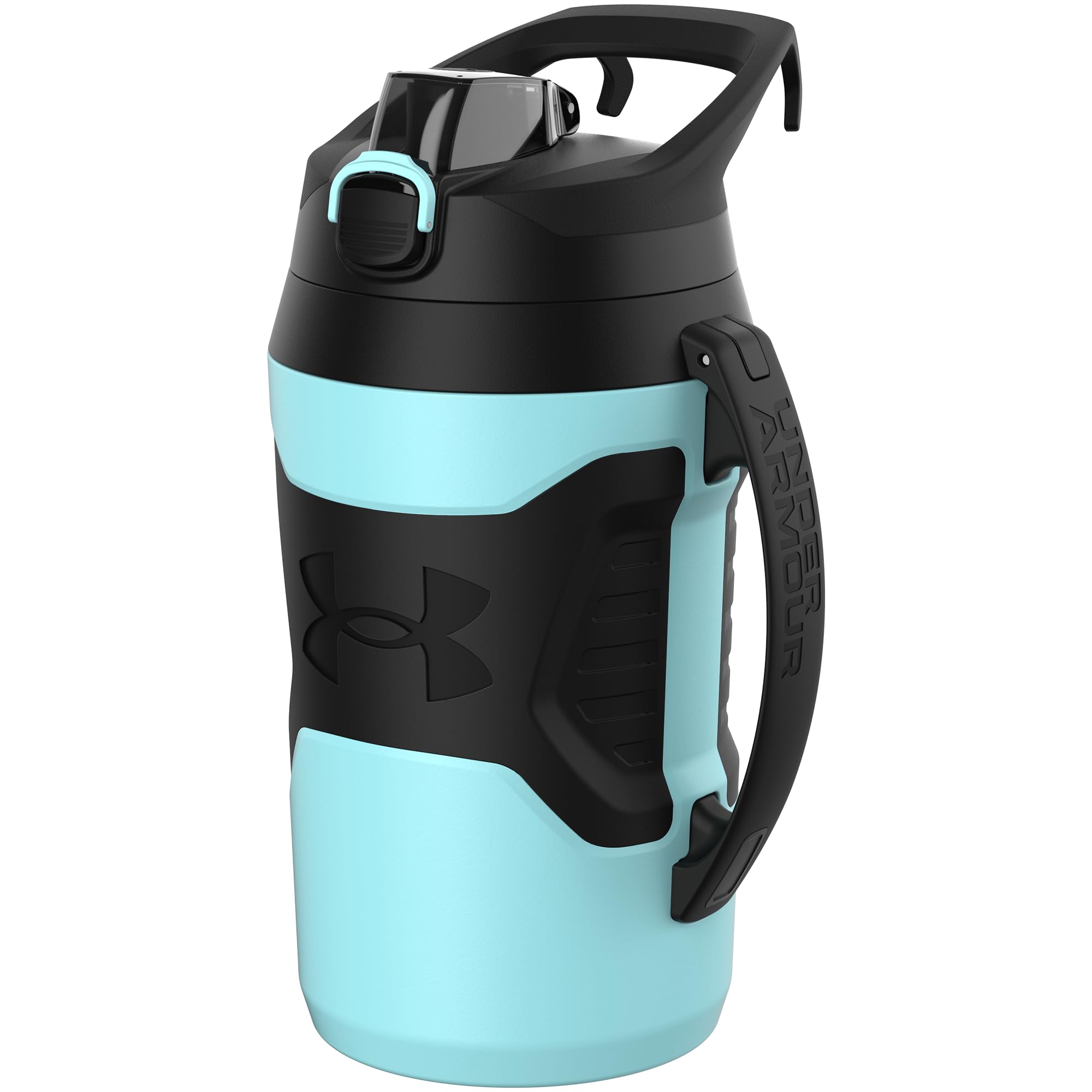 Buy now Under Armour Half Gallon Water Bottle Insulated, 64oz Insulated Water Bottle with Handle, Fence Hook, Leak Resistant, for Baseball, Football & More, Academy/Black Breeze Blue at indiglob india