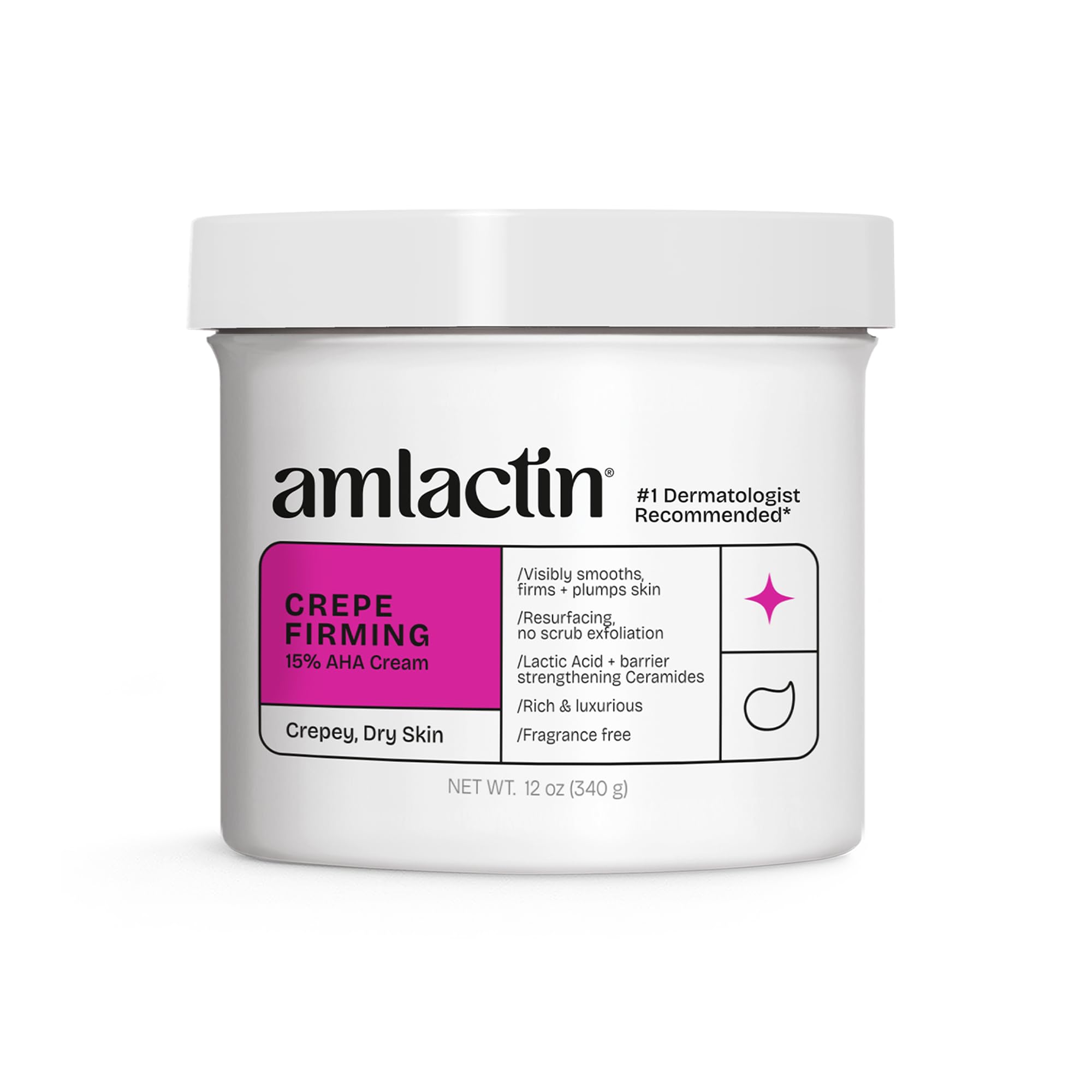 AmLactin Crepe Firming 12 oz Cream & Intensive Healing 7.9 oz Lotion Bundle - Exfoliator and Moisturizer