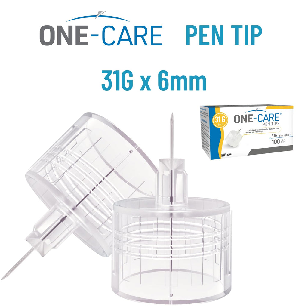ONE-CARE Pen Tips, 31G x 6mm, Ultra-Fine, Twist-On Design, 100 Count