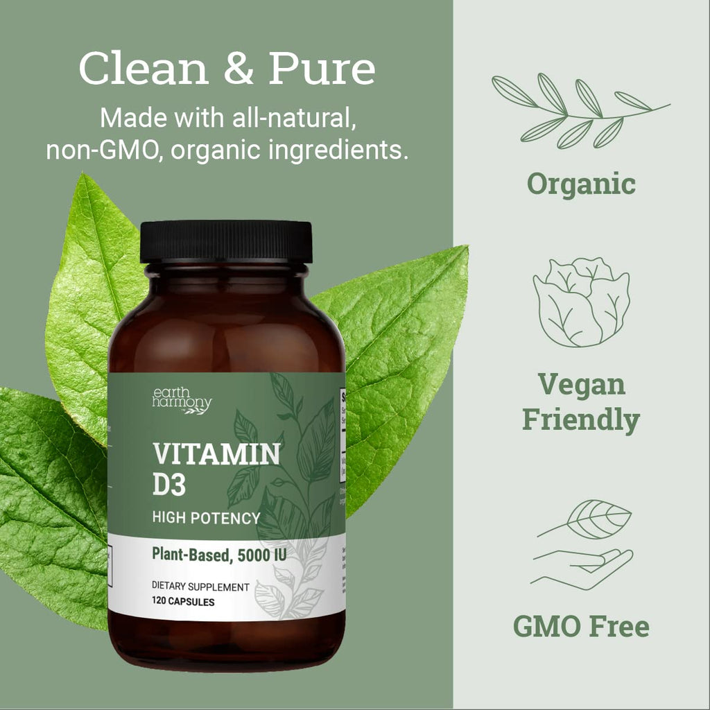 Vegan Vitamin D3 5000 iu Supplement, Supplements for Immune Health & Bones