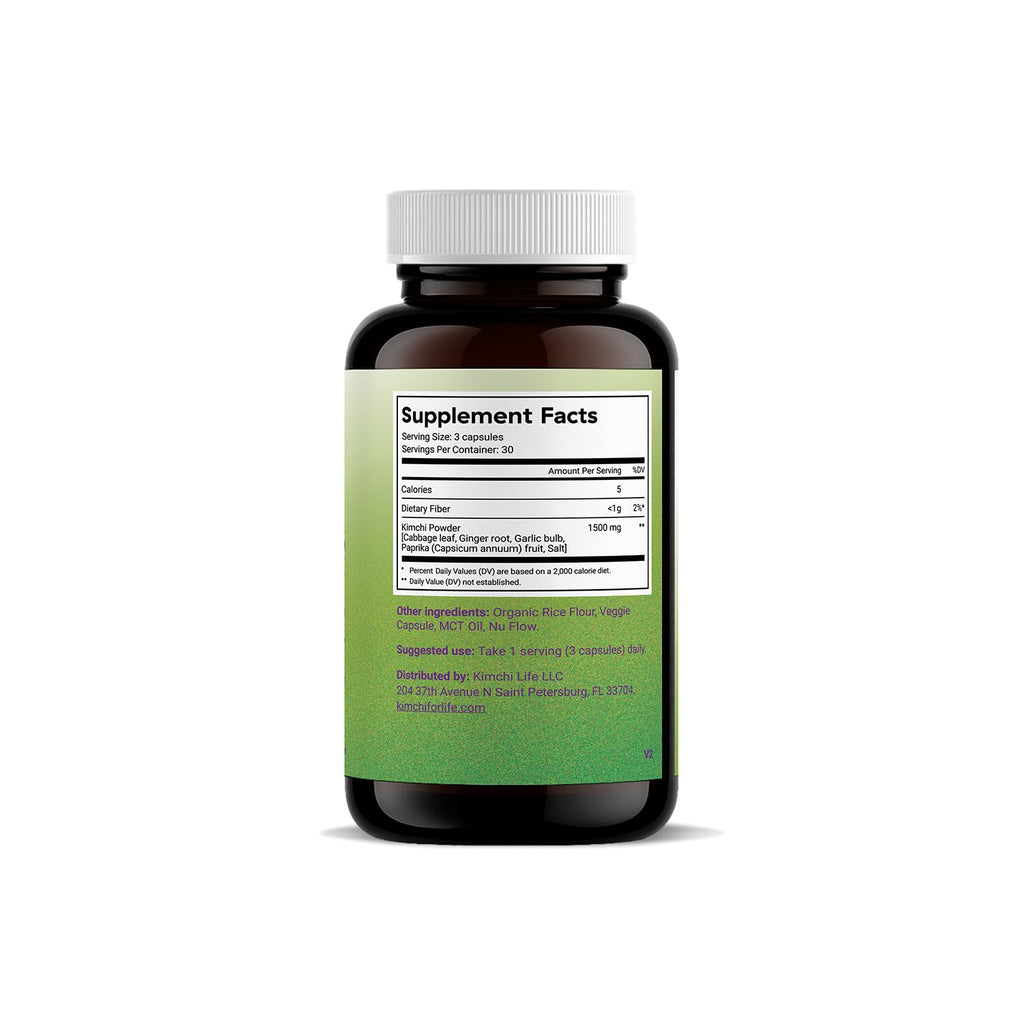 Premium Fermented Kimchi Capsules - Vegan & Natural 90 Caps