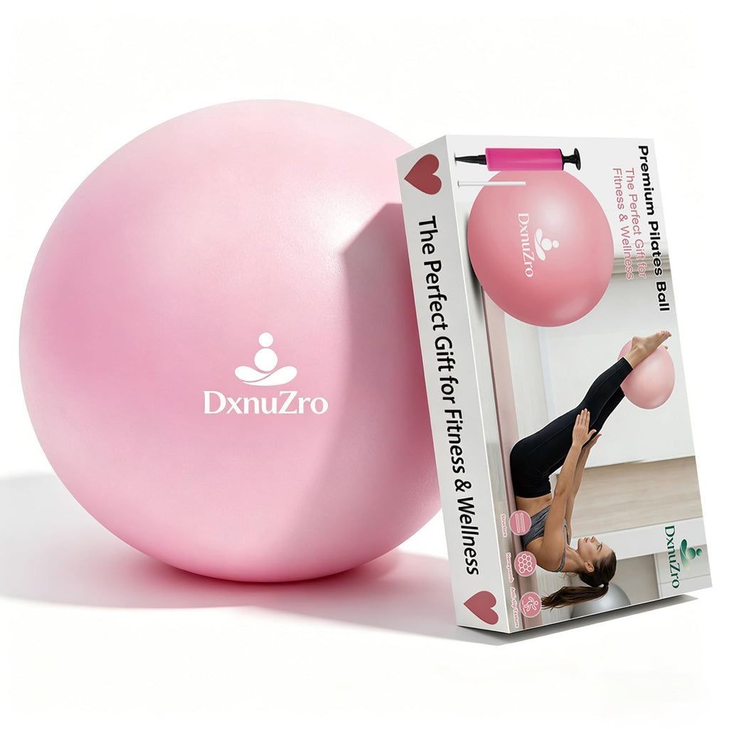 9 Inch Pink Pilates Ball, Exercise Stability Yoga Ball Small Exercise Ball with Air Pump for Core Workout, Balance Training, Home Gym, Office, Physical Therapy Anti-Burst PVC