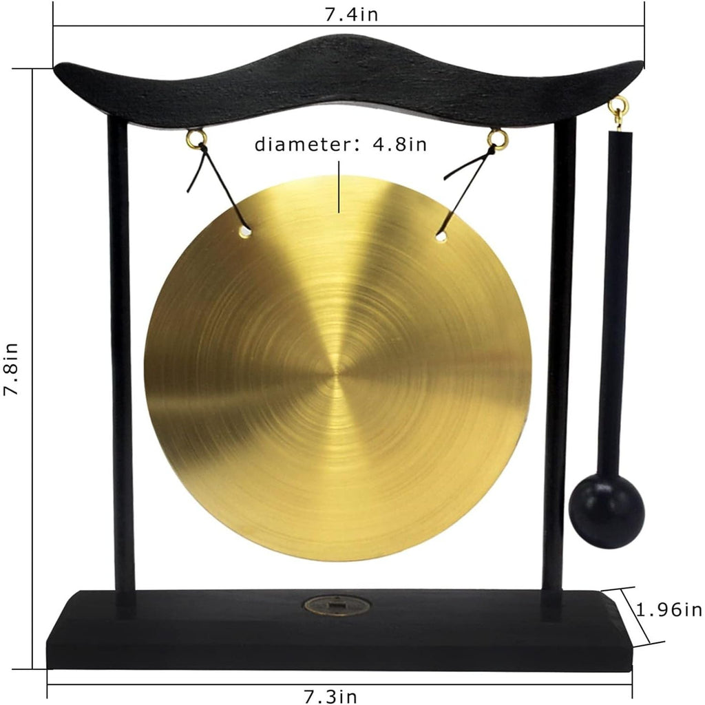 Buy now Feng Shui Brass Gong Desktop Zen Art for Fortune + Free Red String Bracelet H1301 at indiglob india