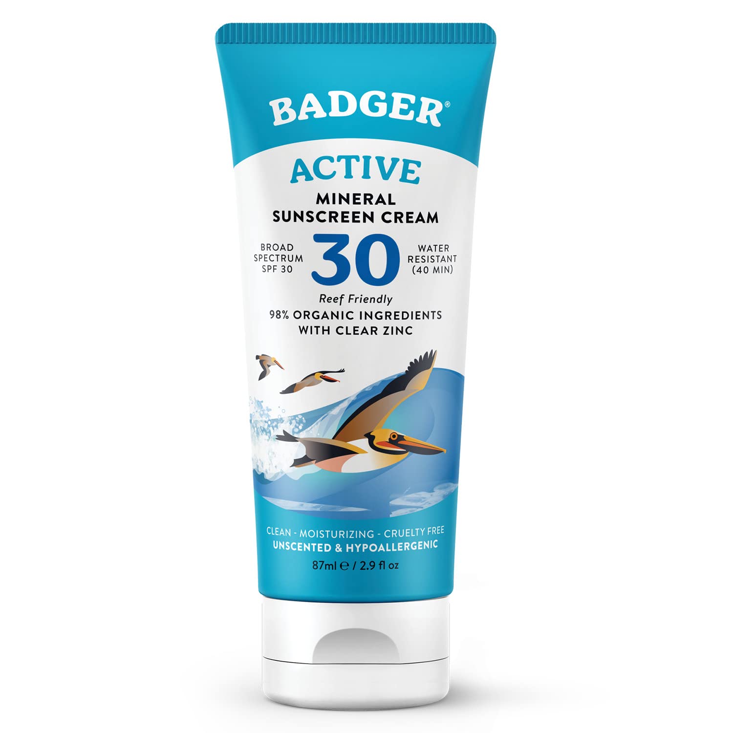 Buy now Badger Mineral Sunscreen Cream SPF 30, Zinc Oxide Sun Care, 98% Organic, Reef Safe, Water Resistant, Unscented Face and Body Sunscreen Travel Size, 2.9 fl oz 2.9 Fl Oz (Pack of 1) at indiglob india