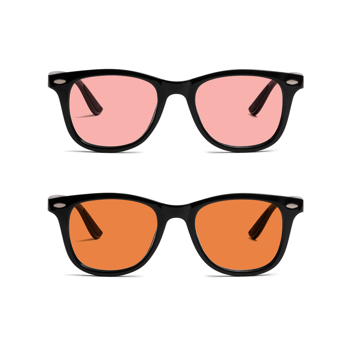 BRADDELL FL-41 Rose & FL-60 Wayfarer Blue Light Glasses for Migraine Light Sensitivity, Fluorescent LED Lighting & Concussion (MEDIUM LARGE)