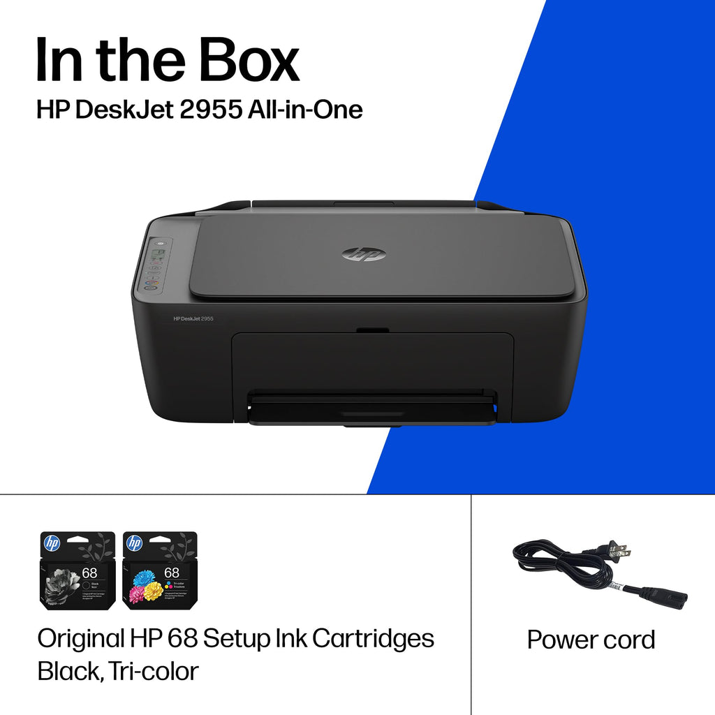 HP DeskJet 2955 Wireless All-in-One Color Inkjet Printer, Scanner, Copier, Best-for-Home, 3 Month Trial of Instant Ink Included, AI-Capable (A24HJA)