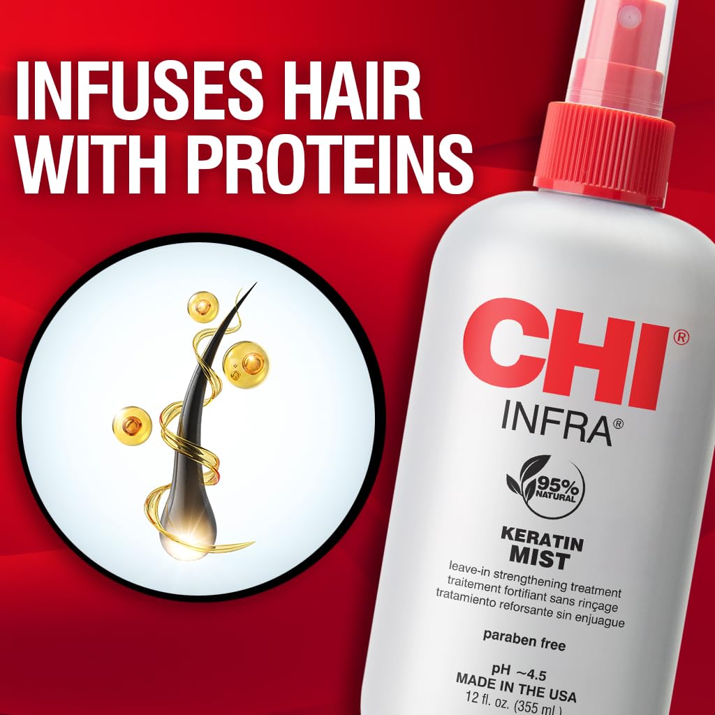 Buy now CHI Keratin Mist, Strengthening Hair Spray For Restoring Softness & Protecting Against Heat Damage, Paraben-free, 12 Oz at indiglob india