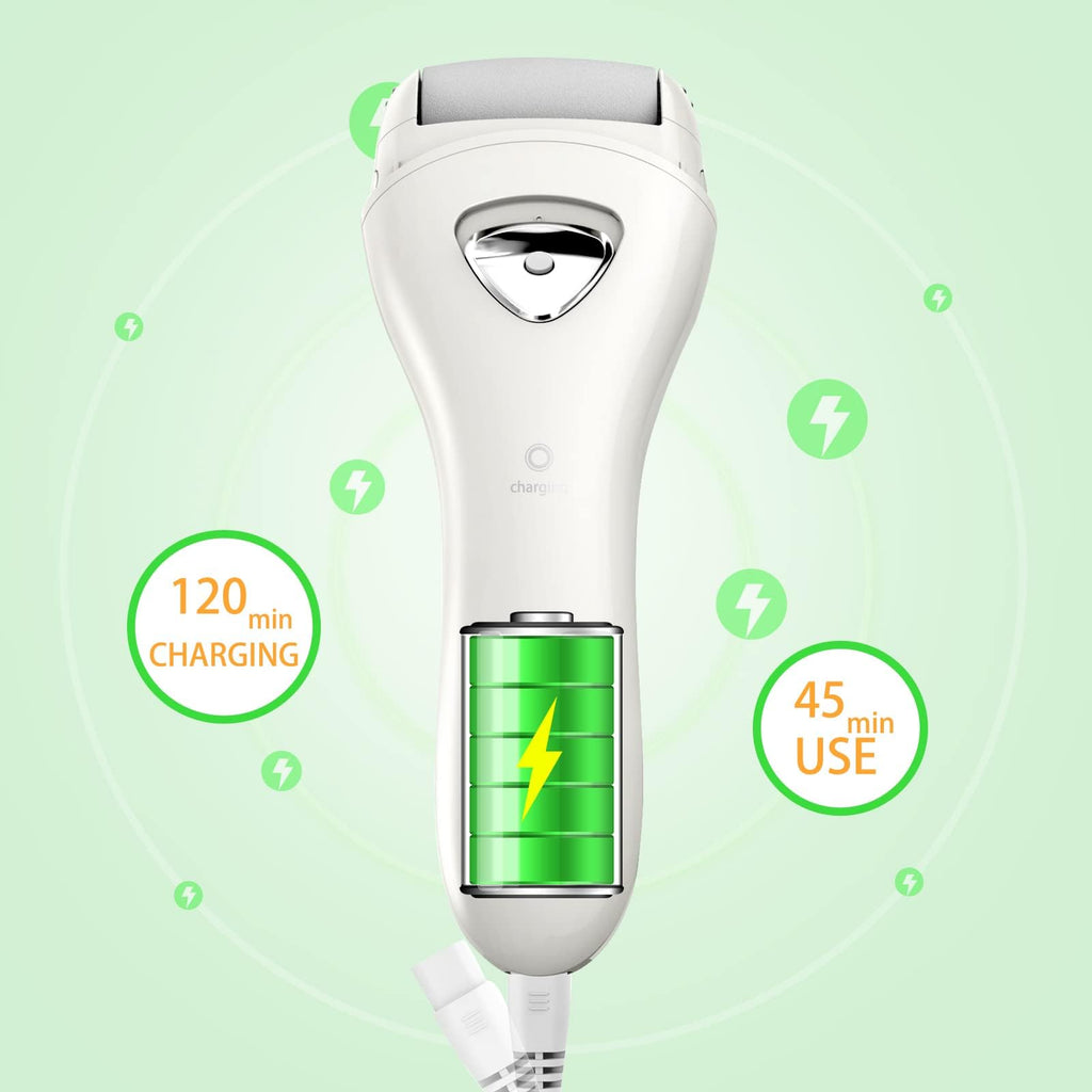 Electric Foot Callus Remover, Rechargeable Foot File for Dead Skin Care | Portable Electronic Pedicure Kit, Waterproof Hard Skin Scraper Tool with 3 Roller Heads for Cracked Heels & Home Spa