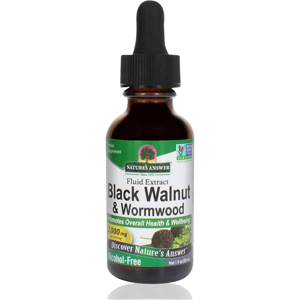 Buy now Natures Answer Black Walnut and Wormwood 1 oz 30mL 200mg. Extract, Liquid,promotes digestion,Vegetable Glycerin And Purified Water at indiglob india
