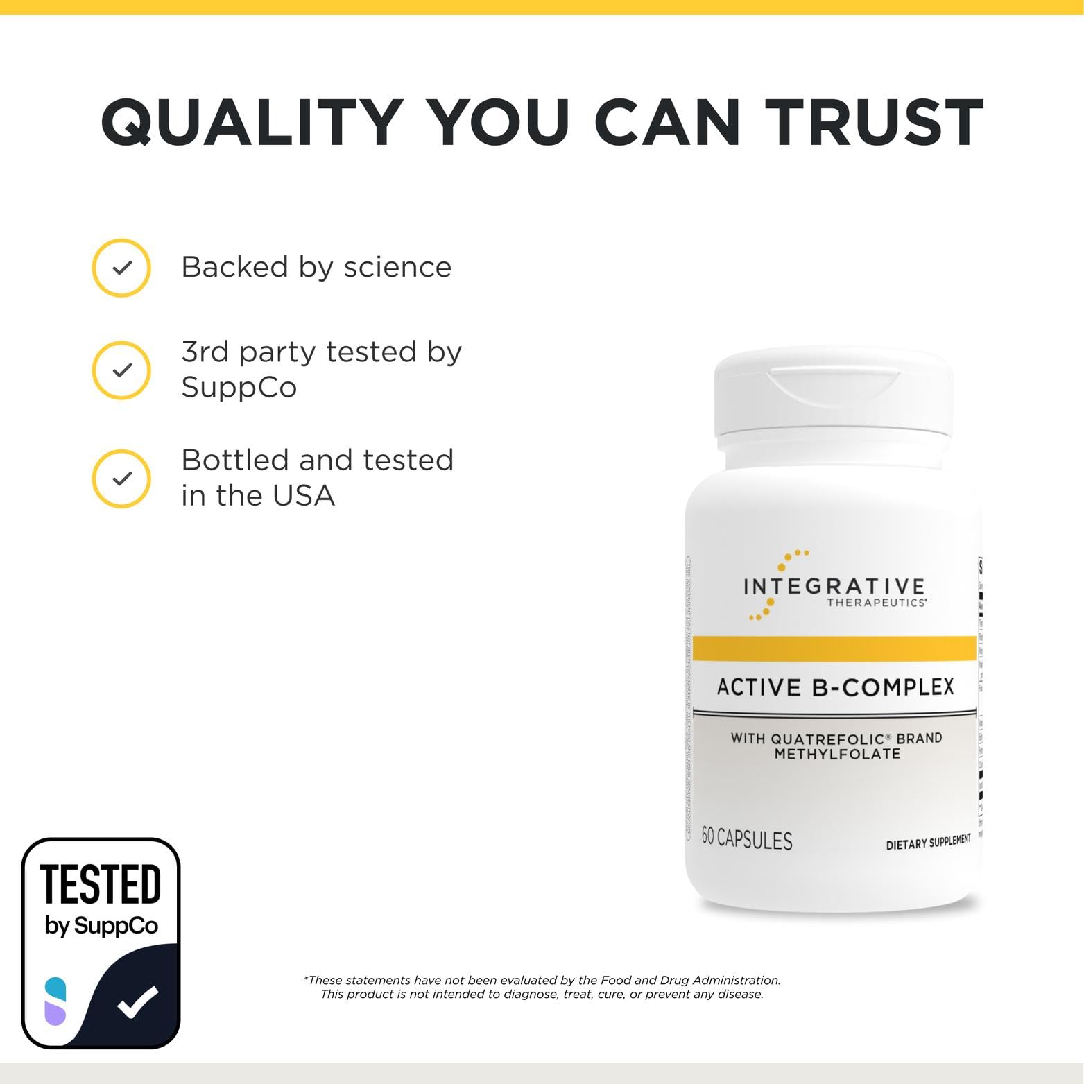 Integrative Therapeutics Active B-Complex - Cellular Energy & Heart Health Support with Vitamins B2, B6 & B12* - Supports Nervous & Immune Systems* - Third-Party Tested - 60 Capsules (30 Servings)
