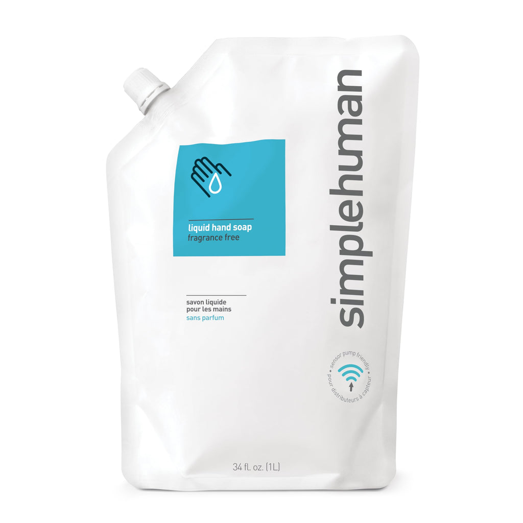 Buy now simplehuman Fragrance Free Moisturizing Liquid Hand Soap Refill Pouch, 34 Fl. Oz, Pack of 6 at indiglob india