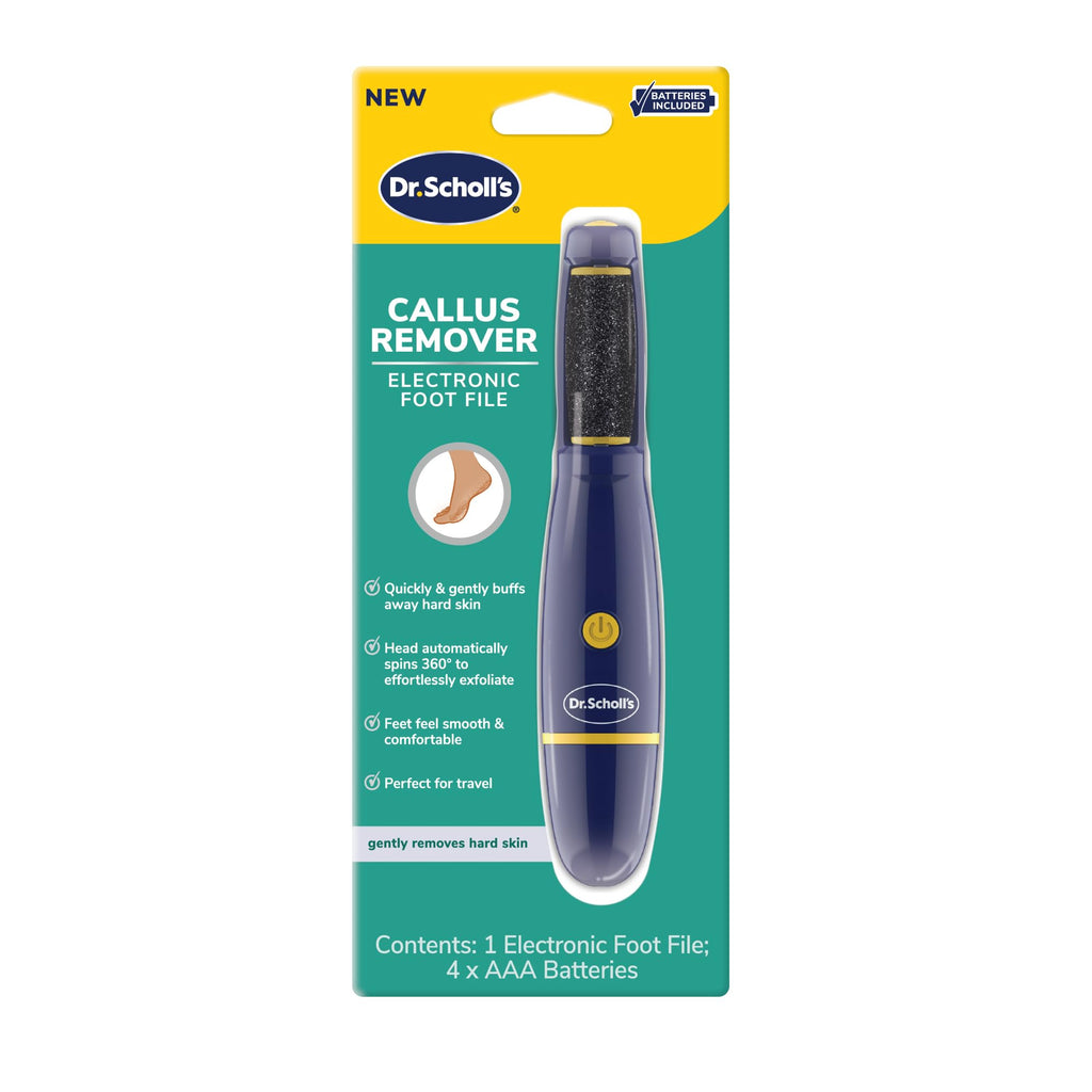 Dr. Scholl's Callus Remover Electronic Foot File, Electric Hard Skin Removal for Feet, Effortless Soft Smooth Skin in Minutes, Perfect for Travel, for Women & Men, AAA Batteries Included