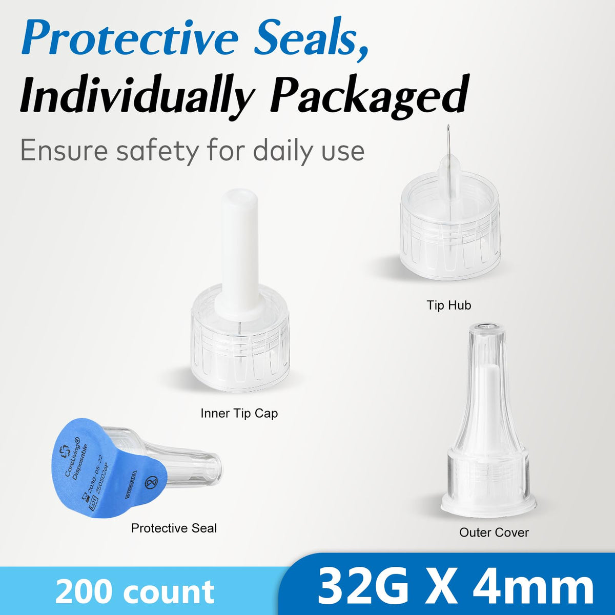Pen Tips 32G x 4mm, Universal Fit, 200 Count, Extra-Thin, Comfortable