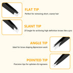 DTDNZKN 4 PCS Stainless Steel Tweezers Set Black | Precision Tweezers for Ingrown Hair, Facial Hair, Splinter, Blackhead and Tick Remover