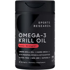 Sports Research® Antarctic Omega-3 Krill Oil 1000mg, 60 Softgels | Double Strength Superba® Krill with EPA & DHA, Choline, Phospholipids & Astaxanthin - MSC Certified Sustainable · Non-GMO