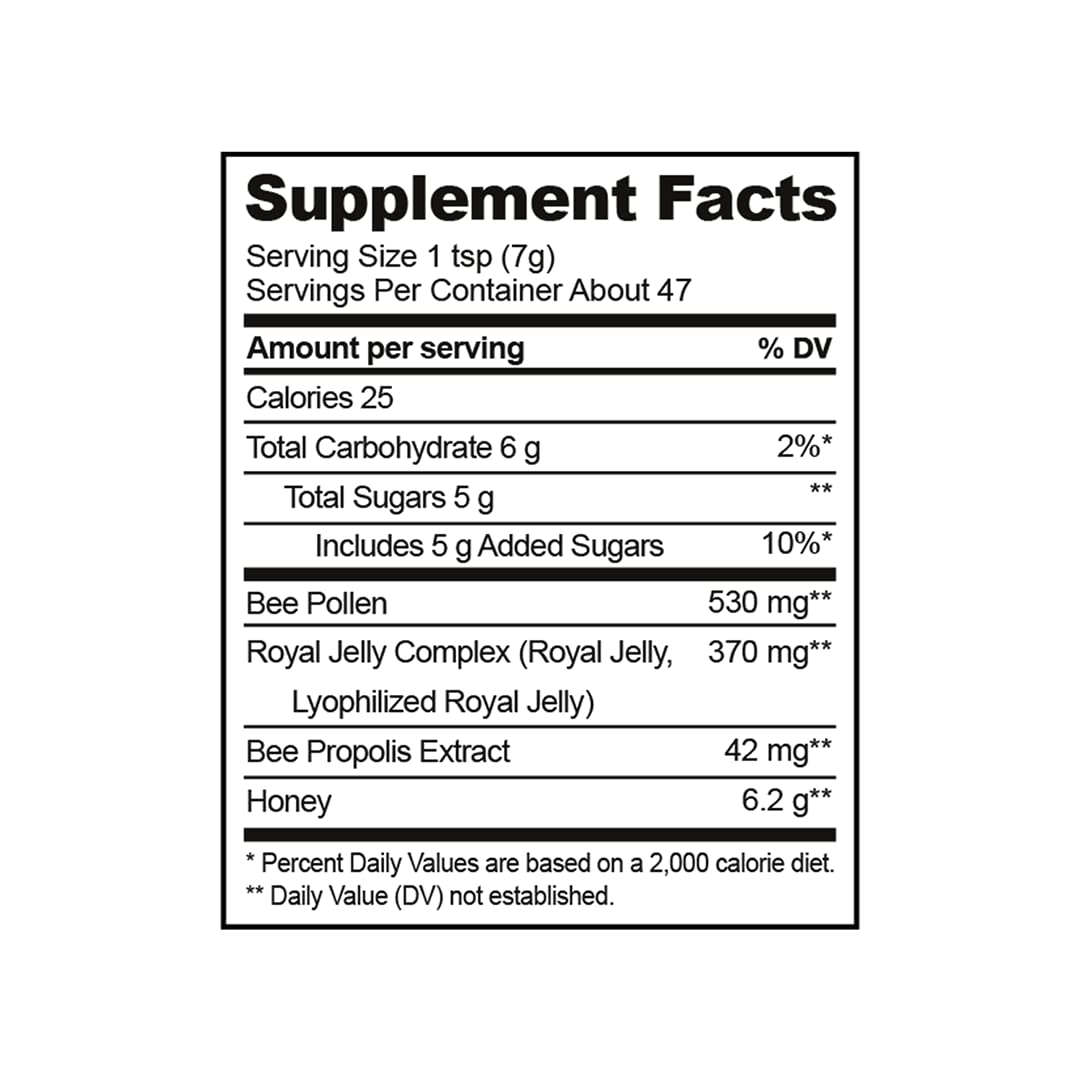 Beekeeper's Naturals Superfood Honey w/ Royal Jelly, Bee Pollen, 11.6 oz | Bee Pollen, Royal Jelly, Propolis, Natural Energy & Immune Support