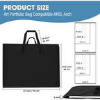 Buy now ZKOO Large Size Art Portfolio Bag, Light Weight Art Canvas Portfolio Case with Nylon Shoulder Strap, Carrying Storage Case for Artwork, Poster, Sketching, and Drawing (Compatible 24 * 36 Inch-Black) at indiglob india