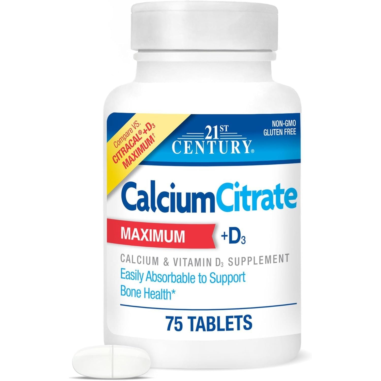 Buy now 21st Century Calcium Citrate Plus D Maximum Caplets, 120 Count (27493) 75 Count at indiglob india