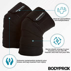 Bodyprox Knee Wrap 2 Pack for Squats, Weightlifting, Powerlifting, Leg Press, and Cross Training, Knee Support for Men and Women