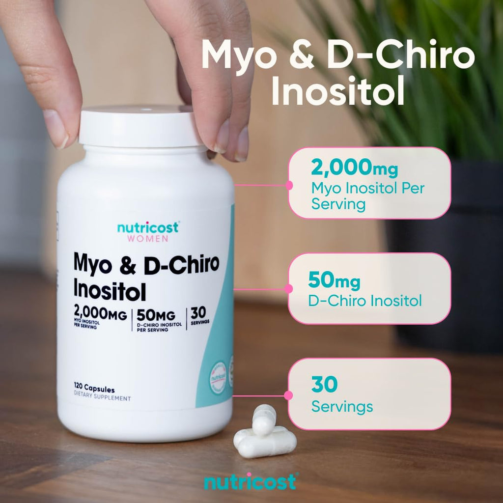 Nutricost Myo Inositol & D-Chiro Inositol for Women, 120 Capsules, GMO-Free | 2000mg Myo & 50mg D-Chiro Per Serving, 30 Servings, Vegetarian Friendly, Gluten Free