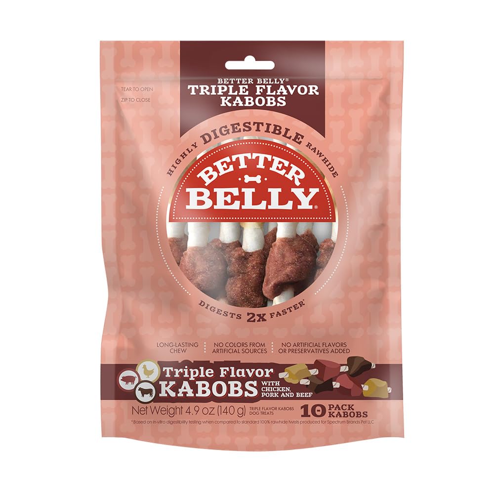 Better Belly Triple Flavor Kabob Highly Digestible Dog Treats, 10 Count