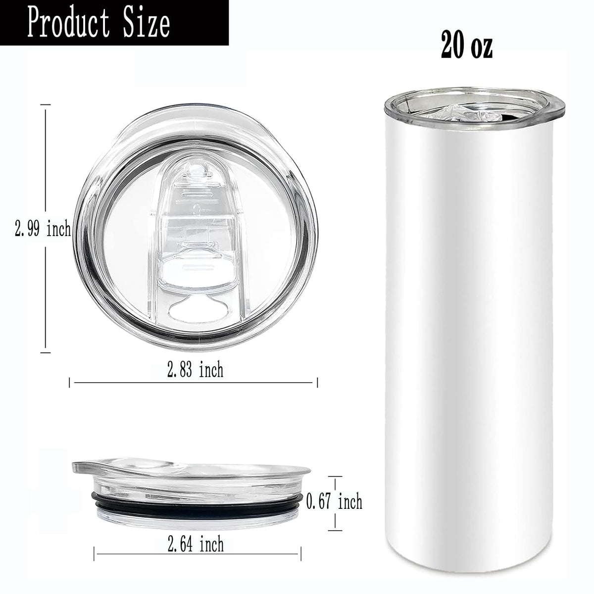 20 oz Skinny Tumbler Replacement Lids, Clear, 5 Pack