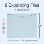 Oxford Expanding File Folders, 8 Pack, Closed Sides, Expands 2", 4 Pastel Colors, Letter Size (8.5" x 11"), Color-Coding for School, Office & Home Document Organization