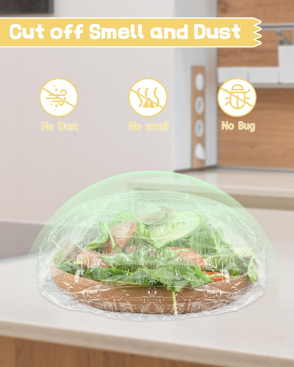 Plastic Bowl Covers for Sourdough Bread Proofing Large Disposable Elastic Food Wraps Fits 12-inch Bowls, Shower Caps for Banneton Bread Proofing Basket Plastic Food Wrap Can Covers 100 Pcs