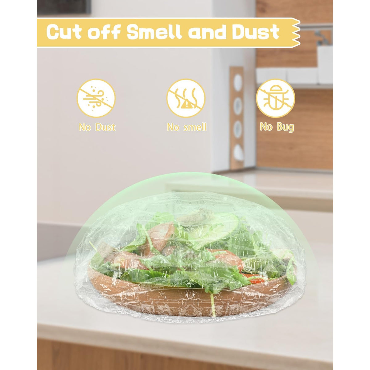 Plastic Bowl Covers for Sourdough Bread Proofing Large Disposable Elastic Food Wraps Fits 12-inch Bowls, Shower Caps for Banneton Bread Proofing Basket Plastic Food Wrap Can Covers 100 Pcs